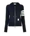Thom Browne Fitted Blue Zipper Hoodie With Contrasting Stripes In Black