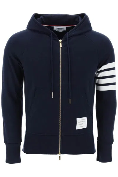 Thom Browne 4-bar Zip-up Hoodie In Blue