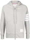 Thom Browne Classic Cotton Loopback 4-bar Zip-up Hoodie In Grau