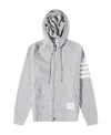 Thom Browne Mens Light Grey Striped Brand-patch Cotton-jersey Hoody In Gray