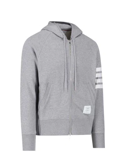 Thom Browne 4-bar Zip-up Hoodie In Grey