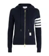 Thom Browne Fitted Blue Zipper Hoodie With Contrasting Stripes In Navy