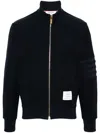 Thom Browne Chunky Loopback Jacket With Rwb Tipping Stripe In Blau