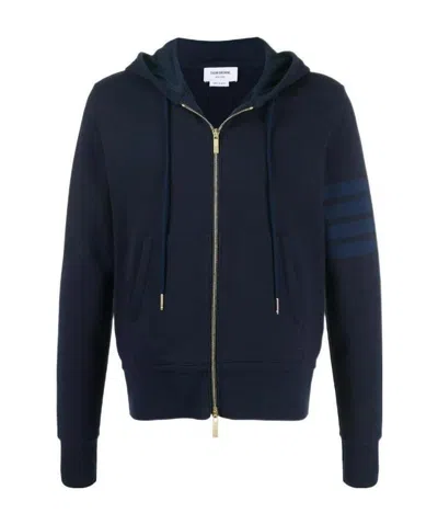 Thom Browne 4-bar Zip-up Loopback-cotton Hoodie In Black