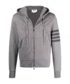 Thom Browne Tonal 4 Bar Cotton Sweatshirt Hoodie In Gray