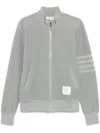 Thom Browne Striped Cotton-terry Zip-up Sweater In Gray