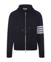 Thom Browne 4-bar Zip-up Wool Hoodie In Blue