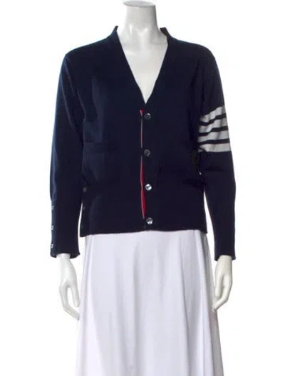 Pre-owned Thom Browne 4 Bar-striped Cashmere Sweater In Blue