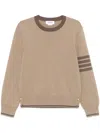 Thom Browne Milano Stitch Cotton Crewneck Sweater In Brown