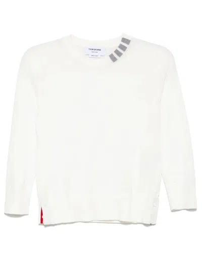 Thom Browne 4-stripe Detail Sweater In White
