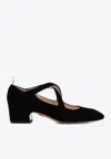 Thom Browne Criss-cross Velour-finish 55m Sandals In Black