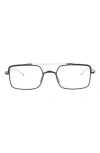 Thom Browne 49mm Rectangular Optical Frames In Matte Navy Silver