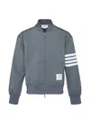 Thom Browne Grey Stretch Viscose Blend Bomber Jacket In Gray