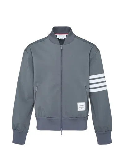 Thom Browne Grey Stretch Viscose Blend Bomber Jacket In Gray