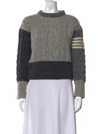 Pre-owned Thom Browne 4-bar Cable Knit Fun Mix Wool Sweater In Grey