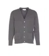 Thom Browne Grey V-neck Cardigan Front Pockets In Grey
