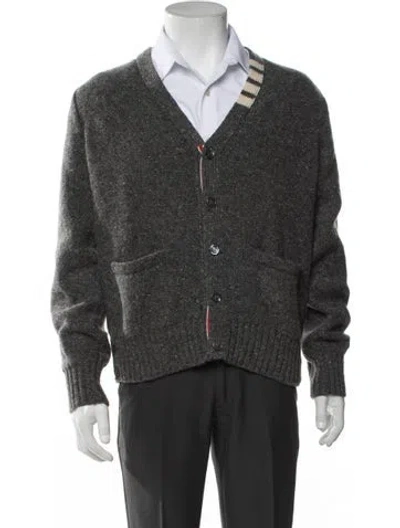 Pre-owned Thom Browne 4-bar Cardigan Wool Cardigan In Grey