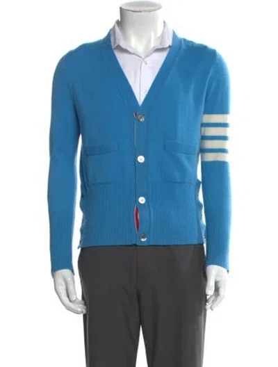 Pre-owned Thom Browne 4-bar Cashmere Cardigan In Blue