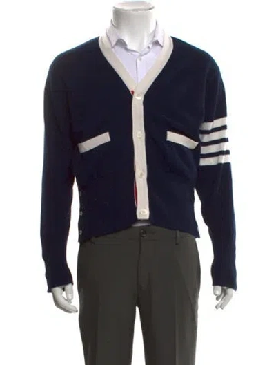 Pre-owned Thom Browne 4-bar Cashmere Cardigan In Blue