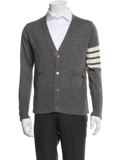 Pre-owned Thom Browne 4-bar Cashmere Cardigan In Gray