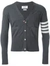 Thom Browne Cashmere Cardigan With Grosgrain Ribbon Trim In Grey