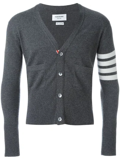 Thom Browne 4bar Cashmere Cardigan In Grey