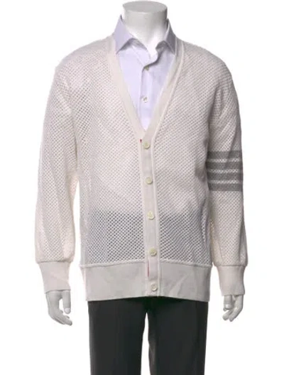 Pre-owned Thom Browne 4-bar Cashmere Cardigan In Neutrals