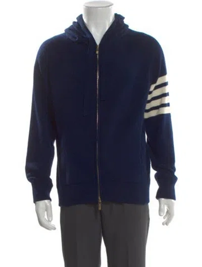Pre-owned Thom Browne 4-bar Cashmere Hoodie In Blue