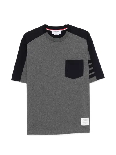 Thom Browne 4-bar Chest-pocket T-shirt In Gray