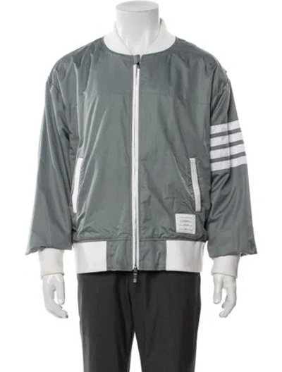 Pre-owned Thom Browne 4-bar Colorblock Pattern Bomber Jacket In Blue