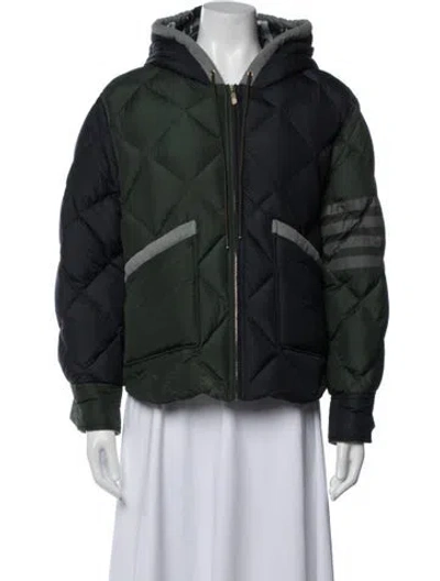 Pre-owned Thom Browne 4-bar Colorblock Pattern Down Jacket In Green