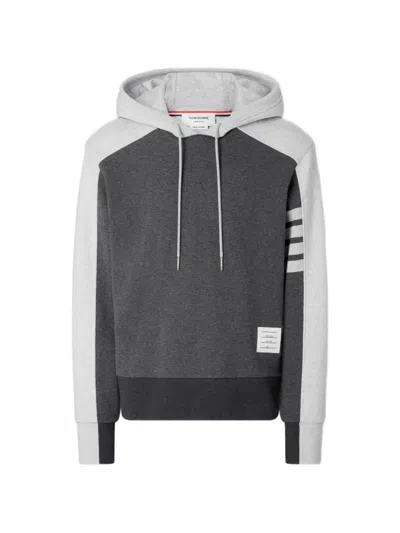 Thom Browne 4-bar Colour-block Hoodie In Gray