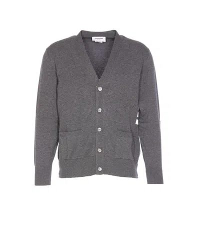 Thom Browne 4bar Cotton Cardigan In Gray