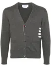Thom Browne Signature Stripe Cotton Cardigan In Grey