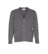 Thom Browne Signature Stripe Cotton Cardigan In Grey