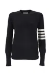 Thom Browne Wool Relaxed 4-bar V-neck Cardigan In Blue