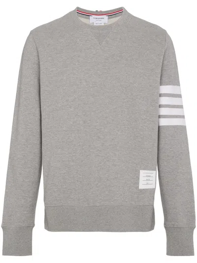 Thom Browne 4bar Cotton Crewneck Sweatshirt In Grey