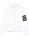 Thom Browne Slim-fit Striped Loopback Cotton-jersey Zip-up Hoodie In White