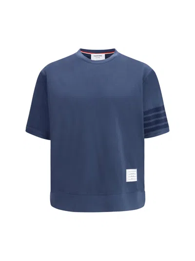 Thom Browne 4-bar Cotton Jersey T-shirt In Blue