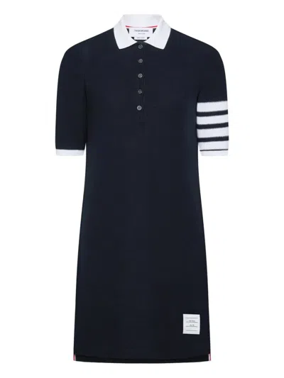 Thom Browne 4-bar Cotton Piqué Polo Dress In Blue