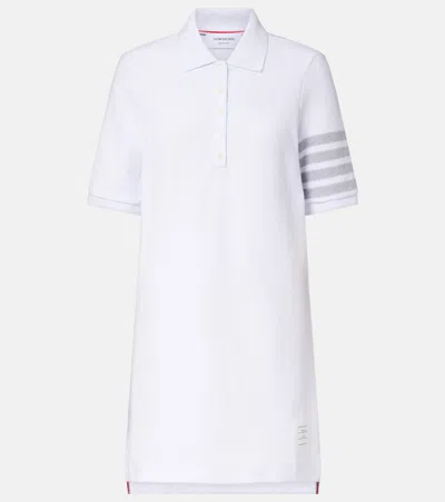 Thom Browne 4-bar Cotton Piqué Polo Dress In White