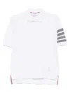 Thom Browne Hector 4-bar Short-sleeved Polo Shirt In White