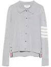 Thom Browne Women Jersey Polo With 4 Bar Stripe Detail In Light Grey