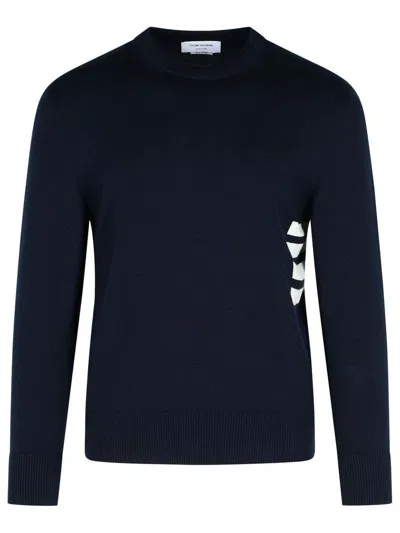 Thom Browne Stitch Navy Cotton Sweater In Blue