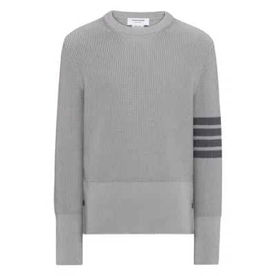 Thom Browne 4-bar Cotton Sweater In Gray