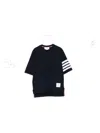 Thom Browne Striped Sleeve Crew Neck Cotton T-shirt In Black