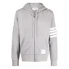 Thom Browne Logo-patch Zip-up Hoodie In Grey