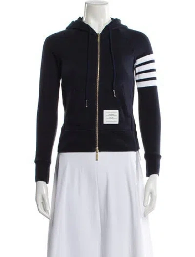 Pre-owned Thom Browne 4-bar Crew Neck Hoodie In Blue