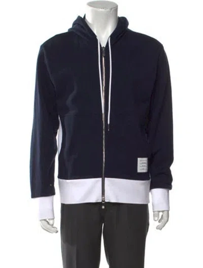 Pre-owned Thom Browne 4-bar Crew Neck Hoodie In Blue