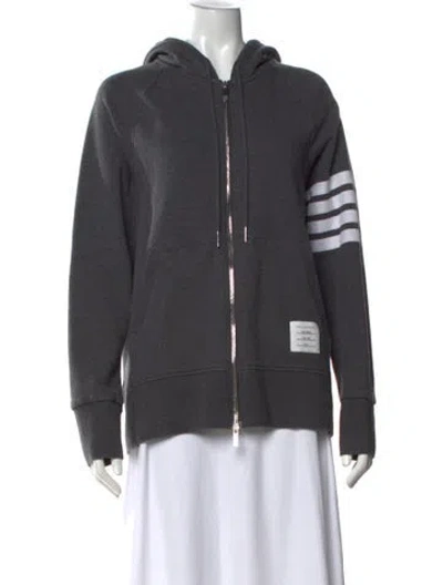 Pre-owned Thom Browne 4-bar Crew Neck Hoodie In Gray